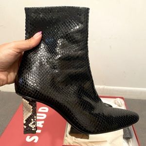 STAUD Snakeskin booties in size 36